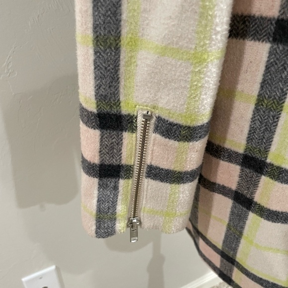 FINDERS KEEPERS Womens Wool Blend Long Time Cream Plaid Coat - Picture 6 of 9